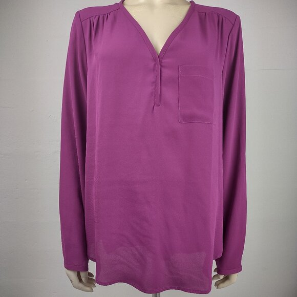 NWT Pleione purple long sleeve V-Neck blouse top ladies XL X-Large - Picture 1 of 10